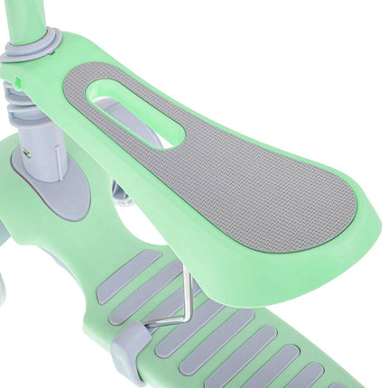 Balans 3 in 1 step met zitje - driewieler - skateboard met lichtgevende wielen tot 20kg mint groen