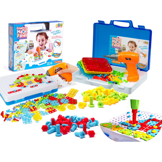 151 delige educatieve constructie bouw puzzel bouw set + speelgoed boormachine en schroeven vanaf 3 jaar