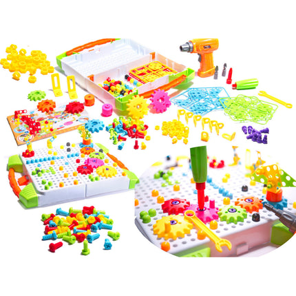 181 delige educatieve constructie bouw puzzel bouw set + speelgoed boormachine en schroeven vanaf 3 jaar