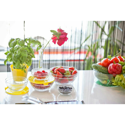 Florina Verdure glazen schalen set van 5 met deksels rondom kleur
