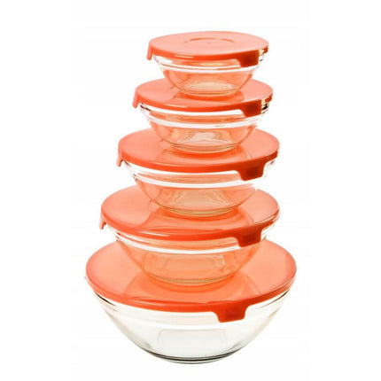 Florina Verdure glazen schalen set van 5 met deksels rondom kleur