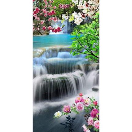 Diamond painting voor volwassenen waterval met bloesem 30 X 40 cm met vierkante steentjes - Volledig pakket - M1874-4