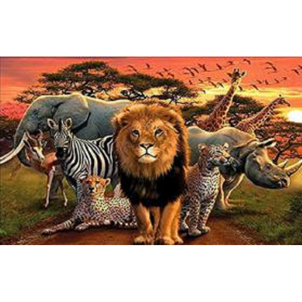 Diamond painting voor volwassenen big 5 dieren 30 X 40 cm met vierkante steentjes - Volledig pakket - M2431-6