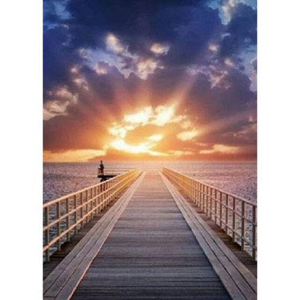 VSE Diamond painting - Strand pier avond lucht - 30 X 40 cm - Vierkante steentjes - Voor volwassenen -  Diamant schilderen - Volledig pakket - M3233-2