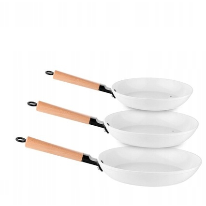 Florina Aspen Limited Edition koekenpannenset 3 delig met keramische coating 24 / 26 / 28 cm - wit / bruin