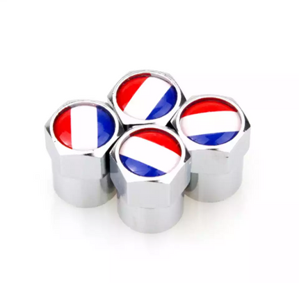TT-products ventieldoppen aluminium Franse vlag zilver 4 stuks