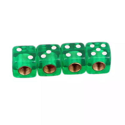 TT-products ventieldoppen Dice Clear Green dobbelstenen 4 stuks groen