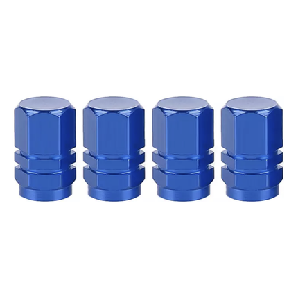 TT-products ventieldopppen hexagon blue aluminium 4 stuks blauw