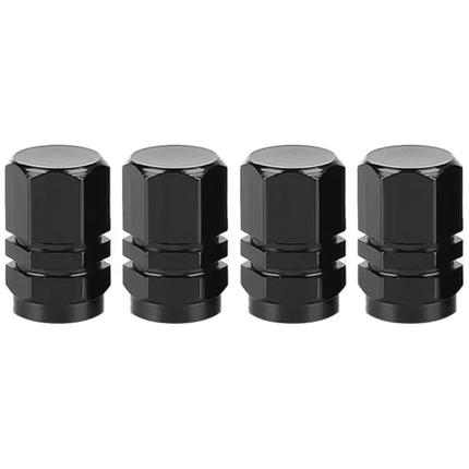 TT-products ventieldopppen hexagon black aluminium 4 stuks zwart