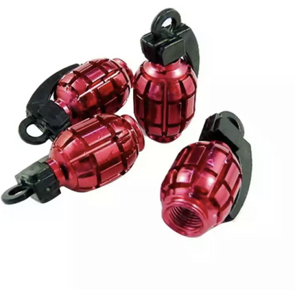 TT-products ventieldoppen Red Grenades handgranaat 4 stuks rood
