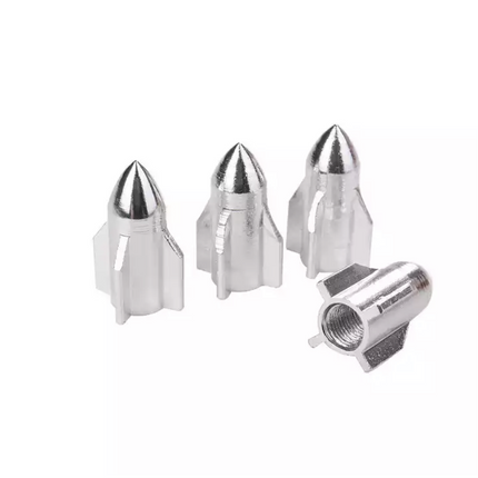 TT-products ventieldoppen Silver Rockets aluminium 4 stuks zilver