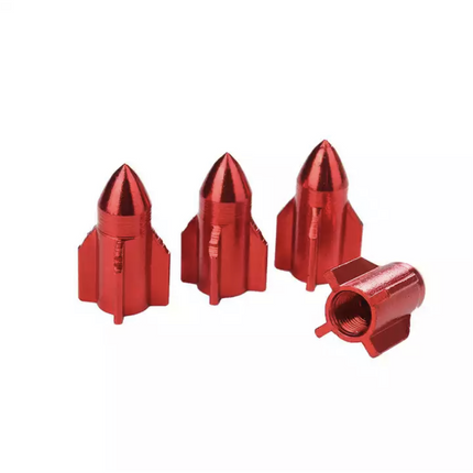 TT-products ventieldoppen Red Rockets aluminium 4 stuks Rood