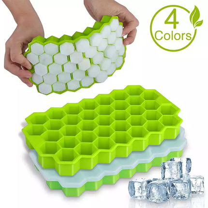 VSE honingraat siliconen ijsblokjes vorm met deksel wit