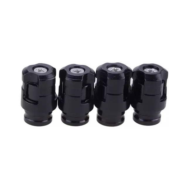 TT-products ventieldoppen Screw-on Black aluminium 4 stuks zwart