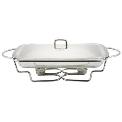 Kinghoff KH-1410 rechthoekige chafing dish en warmhoudbak van glas 3L zilver / transparant