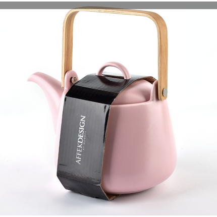 Affekdesign Happy roze porseleinen thee set inclusief 2 mokken / melk en suiker set en theepot 5-delig