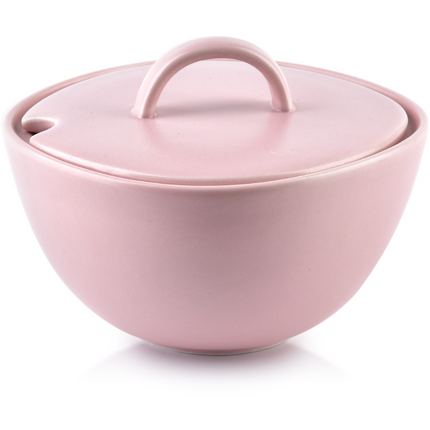 Affekdesign Happy roze porseleinen thee set inclusief 2 mokken / melk en suiker set en theepot 5-delig