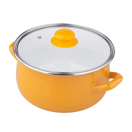 Silesia Klara vintage geel 8 delige emaille retro pannenset - geschikt voor inductie Silesia