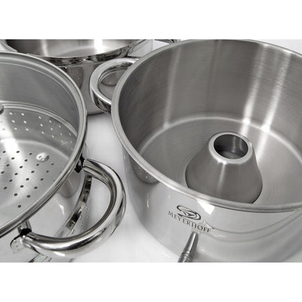 Meyerhoff professionele 6-delige sapcentrifuge pan/ juicer en stoompan voor op het fornuis 5L RVS