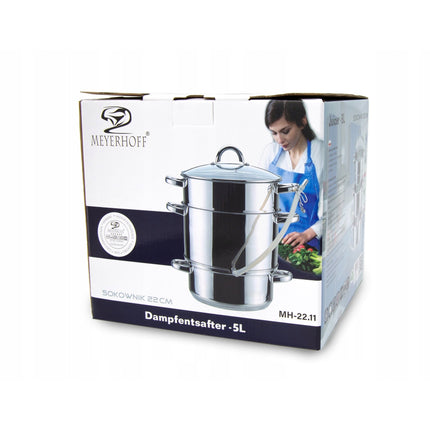 Meyerhoff professionele 6-delige sapcentrifuge pan/ juicer en stoompan voor op het fornuis 5L RVS