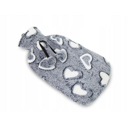 Tragar Heart warmwaterkruik kruik met polyester hoes 2 liter 34 x 20 x 2 cm grijs / wit