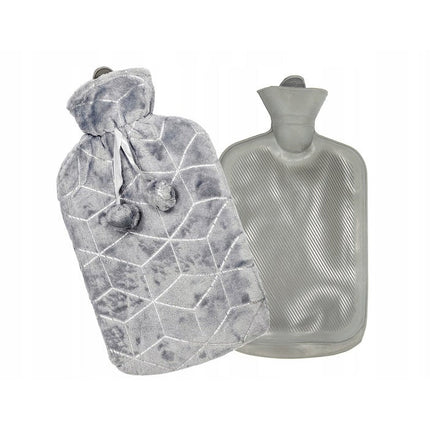 Tragar Cube warmwaterkruik kruik met polyester hoes 2 liter 34 x 20 x 2 cm grijs / zilver