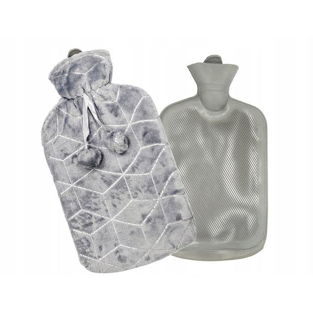Tragar Cube warmwaterkruik kruik met polyester hoes 2 liter 34 x 20 x 2 cm grijs / zilver