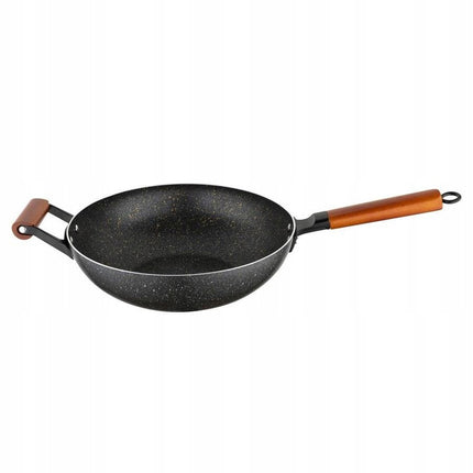 Florina aluminium wok pan 30cm met antiaanbaklaag en houten handvatten - geschikt voor inductie