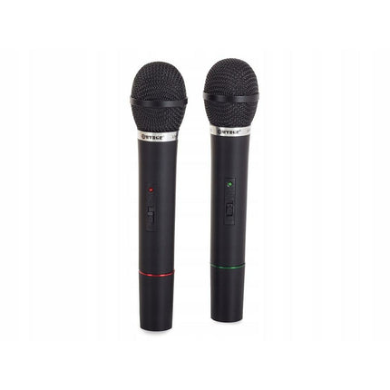 Karaoke set met 2 draadloze microfoons en receiver zwart