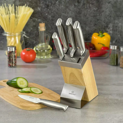 Kinghoff KH-3461 6-delig messen set met houten blok