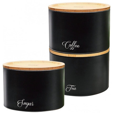 Klausberg KB-7507 voorraadpotten set koffie, thee en suiker zwart