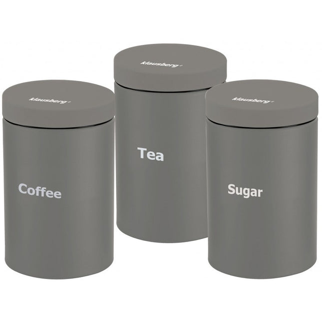 Klausberg 7544 voorraadpotten set koffie, thee en suiker grijs