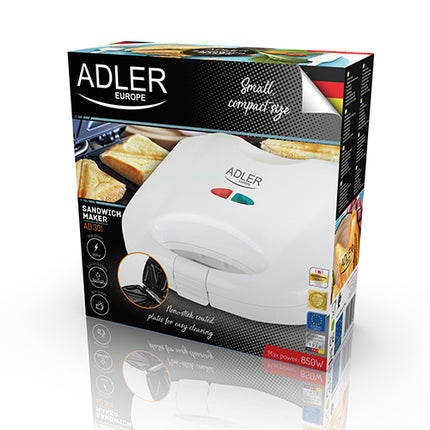 Adler sandwich maker tosti apparaat AD 301 wit