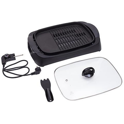 Adler elektrische grill met glazen deksel non-stick AD 6610 zwart