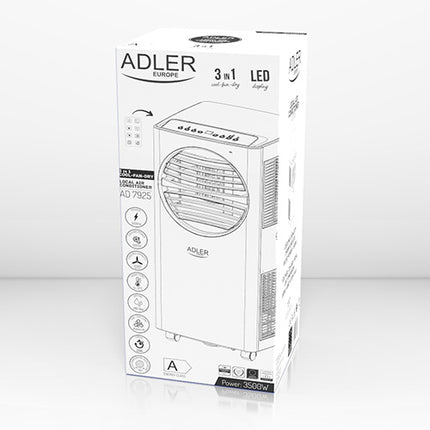 Adler 3 in 1 mobiele airco / airconditioner 12000 BTU AD 7925 wit/grijs
