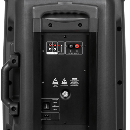 Krüger & Matz KM1715 professionele mobiele luidspreker party speaker box (met 2 UHF draadloze microfoons, SD, Bluetooth, FM, USB) 60 Watt zwart