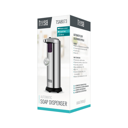 Teesa contactloze automatische zeepdispenser 11 x 7,5 x 18 cm RVS TSA8073