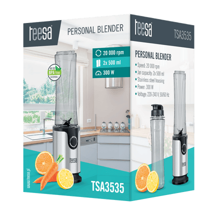 Teesa blender to go met twee bekers van 500 ml TSA3535