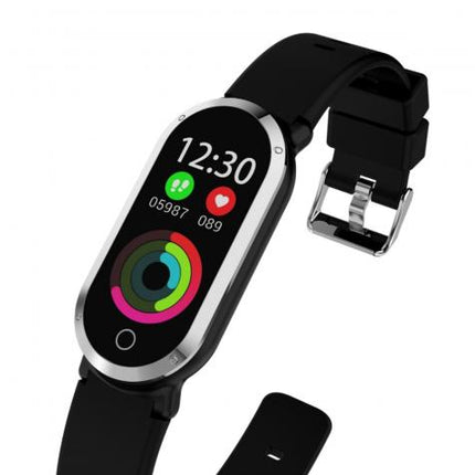 KSIX Activity tracker/Fitness band met hartslag monitor Bluetooth zwart