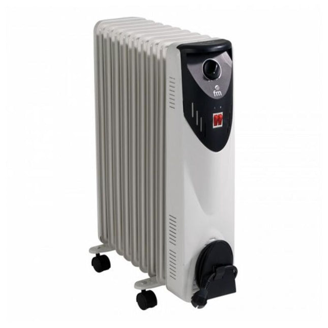 Grupo FM elektrische olieradiator kachel met thermostaat 3 standen 9 kamers 2000W tot 25m2 wit