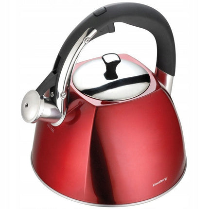 Klausberg KB-7258 fluitketel RVS metallic rood 3 Liter - ook geschikt voor inductie