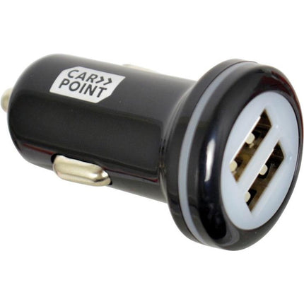 Carpoint autolader USB dubbel 12/24 Volt 2,4 Ampère zwart