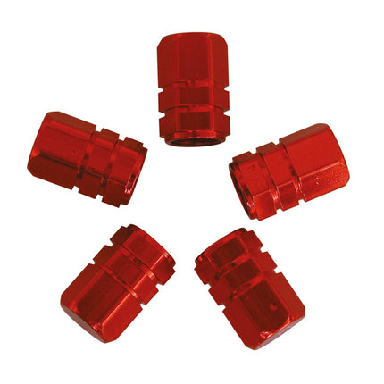 Carpoint ventieldoppen zuiger aluminium 5 stuks rood