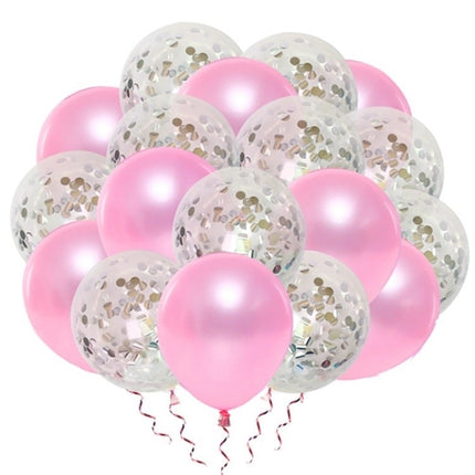 VSE luxe confetti ballonnen 20 stuks licht roze/zilver