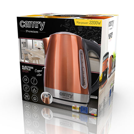 Camry waterkoker 1,7L CR 1271 koperkleurig RVS