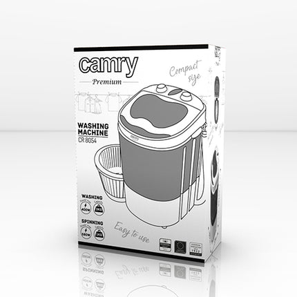 Camry premium CR 8054 compacte wasmachine tot 3KG wasgoed 400W wit