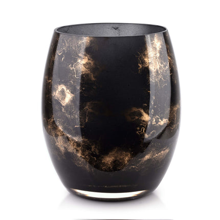 Van der Groff Christie vaas zwart marmer look glas 16 x 16 x 22 cm