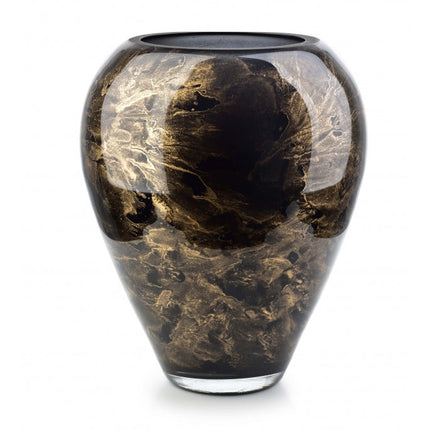 Van der Groff Christie vaas zwart marmer look glas 26 x 26 x 33 cm