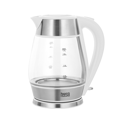 Teesa TSA1512W Elektrische glazen waterkoker 1,7 liter RVS/wit