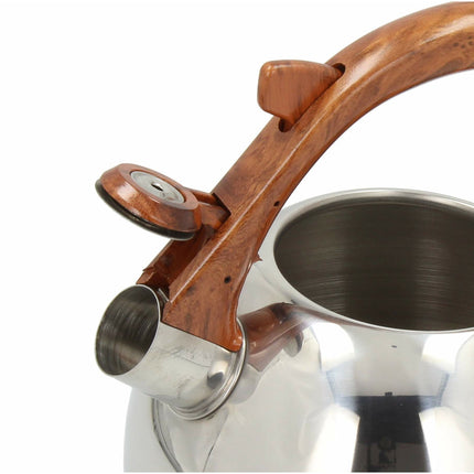 Florina Jasper fluitketel RVS zilver / bruin 2.5 Liter - ook geschikt voor inductie